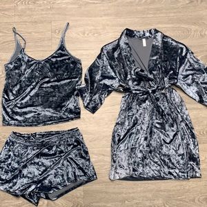 Steel Blue Robe and Pajama Set